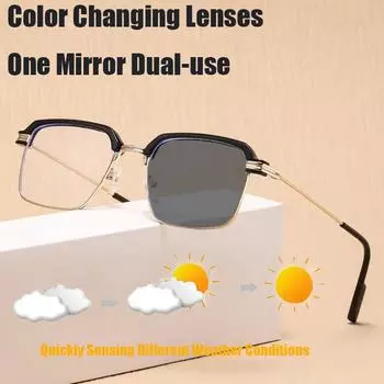 Мужские очки с защитой от синего света, фотохромные очки в полуоправе из металла, женские деловые сверхлегкие компьютерные очки