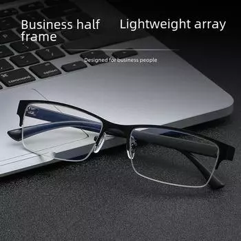 Мужские очки в полуоправе с изменяющейся окраской и защитой от синего света — стиль Net Celebrity, без рецепта, идеально подходят для делового использования или для людей с близорукостью. No degree of blue light protection