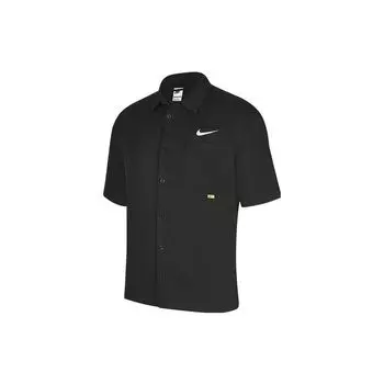 Мужские однобортные однобортные рубашки с короткими рукавами Nike, черные топы, черные DX6308-010 S