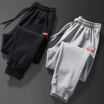 Мужские однотонные брюки для бега с эластичной резинкой на талии, повседневные спортивные брюки, спортивные штаны, уличная одежда XXXXL