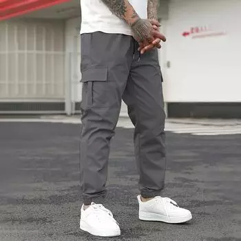 Мужские однотонные брюки-карго, повседневные модные брюки S чёрный