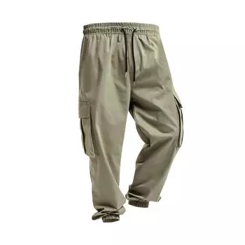 Мужские однотонные брюки-карго с множеством карманов. Мужские повседневные спортивные универсальные брюки. S