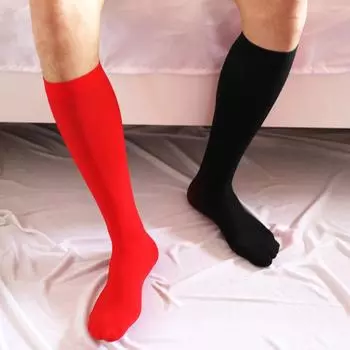 Мужские однотонные чулки, носки до середины голени, бархатные деловые носки