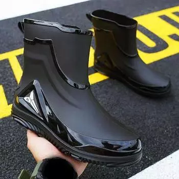 Мужские однотонные нескользящие осенние модели на все времена года, дышащие, удобные, водонепроницаемые, дождевые туфли, рабочая одежда для улицы, дождевые туфли 44