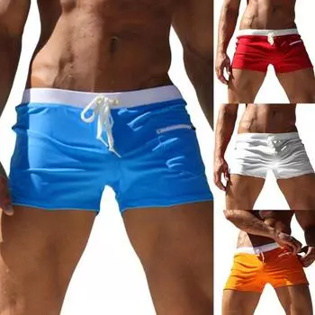 Мужские однотонные плавки с карманами на шнурке, узкие пляжные шорты и купальники XL темно-синий