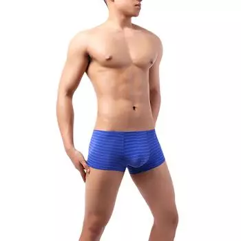 Мужские однотонные полосатые боксеры, мужское нижнее белье, дышащие мягкие трусы XL небесно-голубой