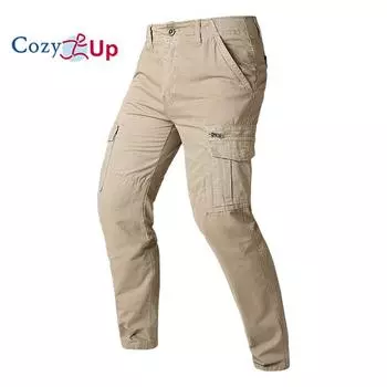 Мужские однотонные повседневные брюки Cozy Up с множеством карманов и свободные брюки для рабочей одежды 30 чёрный