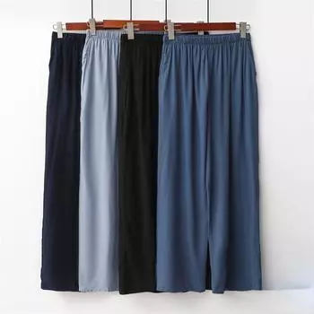 Мужские однотонные повседневные брюки, летние эластичные свободные прямые брюки с высокой талией для мужчин, дышащие легкие удобные брюки для отдыха плюс с карманом 2XL