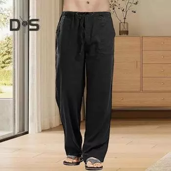 Мужские однотонные повседневные длинные брюки с эластичной резинкой на талии и карманами на шнурке, прямые широкие брюки, тонкие стильные дышащие спортивные брюки, уличная одежда M белый