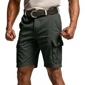 Мужские однотонные рабочие брюки, хлопковые брюки длиной пять четвертей, ретро-стиль, выстиранные, с несколькими карманами, прямые штанины, рабочие брюки XL армия зеленый