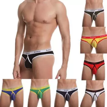 Мужские однотонные стринги, удобные сексуальные дышащие треугольные трусы с низкой талией L