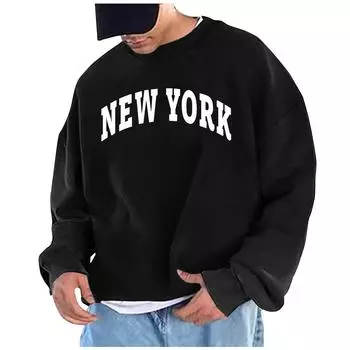 Мужские однотонные свободные толстовки с буквенным принтом, с заниженными рукавами и круглым вырезом, мужские повседневные спортивные толстовки M верблюд