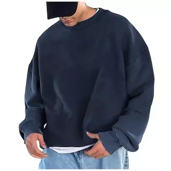 Мужские однотонные свободные толстовки с капюшоном и круглым вырезом, мужские повседневные спортивные толстовки XL чёрный