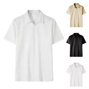 Мужские однотонные топы с V-образным вырезом, мужская спортивная рубашка с коротким рукавом XXL белый