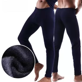 Мужские однотонные узкие двухслойные утолщенные бархатные теплые брюки для осени и зимы XXXL коричневый