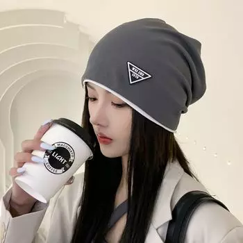 Мужские однотонные защитные шапки с буквенным принтом в корейском стиле, женские теплые шапки, вязаная шапка, шапка-бини чёрный