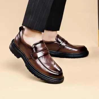 Мужские официальные мокасины Классический ретро-стиль Повседневная офисная обувь для вождения на открытом воздухе для отдыха на работе и прогулок Мужская обувь Лидер продаж 39 чёрный