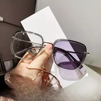 Мужские оправы для больших лиц, похудение без макияжа, большие оправы для женщин, полигональный стиль интернет-знаменитостей, модный стиль пары -0 degree anti-blue light