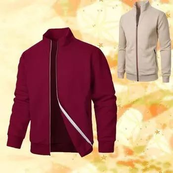 Мужские осенне-зимние длинные куртки на молнии, спортивные повседневные тонкие бархатные толстовки на молнии, толстовки, мужские модные спортивные костюмы с воротником-стойкой Yasheng S чёрный