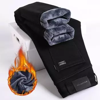 Мужские осенне-зимние модные джинсы Plus Velvet Straight Business 28 серый