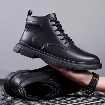 Мужские осенне-зимние новейшие модные ботильоны из кожи, повседневная обувь, мужские мотоциклетные ботинки ручной работы, теплые зимние ботинки 38