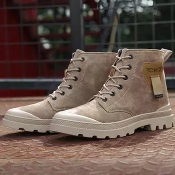 Мужские осенне-зимние новые универсальные повседневные высокие ботинки из замши с флисовой подкладкой, теплые модные туфли для мужчин 38