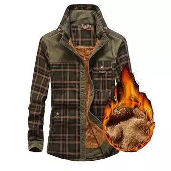 Хлопковая куртка-рубашка утепленная искусственным мехом M