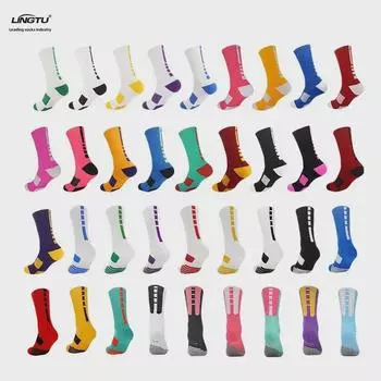 «Мужские осенне-зимние профессиональные высокие баскетбольные носки — нескользящие, дышащие, спортивные носки средней длины» Adult One Size