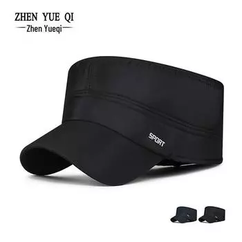 Мужские осенне-зимние регулируемые хлопковые шапки с утолщенными наушниками — идеально подходят для людей среднего и пожилого возраста, для езды на велосипеде и пеших прогулок adjustable тёмно-синий