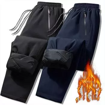 Мужские осенне-зимние спортивные штаны больших размеров с утолщенной подкладкой и средней талией, свободные прямые брюки 5XL