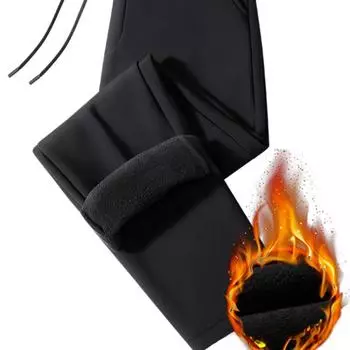 Мужские осенне-зимние теплые мужские брюки плюс бархатные утолщенные свободные деловые повседневные брюки плюс размер для полных спортивные повседневные брюки M чёрный