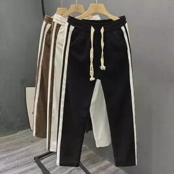 Мужские осенне-зимние вельветовые полосатые прямые повседневные брюки 4XL 175-190 jin