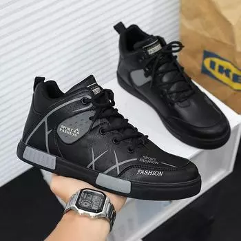 Мужские осенне-зимние зимние ботинки, водонепроницаемые кожаные спортивные ботинки для сноуборда, брендовые модные походные ботинки, рабочая обувь с плоским дном 39 серый