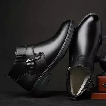 Мужские осенние ботинки из натуральной кожи с мехом, зимние мужские модные ботильоны, деловые повседневные мужские зимние ботинки, рабочая обувь tyh6 6.5