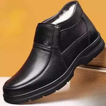 Мужские осенние ботинки из натуральной кожи с мехом, зимние мужские модные ботильоны, деловые повседневные мужские зимние ботинки, рабочая обувь 35