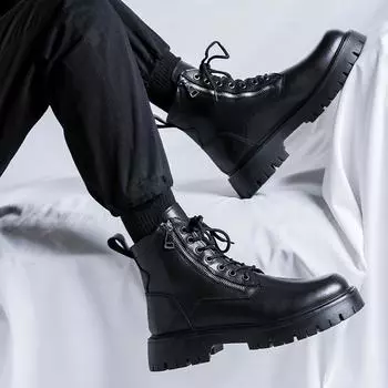 «Мужские осенние ботинки Martin средней высоты с круглым носком, толстой подошвой и средним каблуком 2024 года — модель 1133-W» Size 43