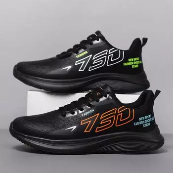 Мужские осенние дышащие кроссовки в корейском стиле - модные, мягкие, легкие, повседневные кроссовки 43 чёрный/красный