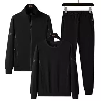 Мужские осенние хлопковые комплекты для бега с капюшоном + куртка + длинные брюки, комплекты из 3 предметов, мужской спортивный костюм, спортивная одежда L красный