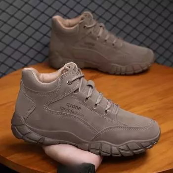 Мужские осенние и зимние модели альпинистской обуви для активного отдыха, низкие кроссовки для студентов со стременами, хлопковая мужская походная обувь, удобная рабочая обувь 39 коричневый