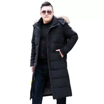 Мужские осенние и зимние пуховики, длинные хлопковые куртки выше колена, мужские теплые и повседневные хлопковые куртки, верхняя одежда XXXXXXXXXXL чёрный