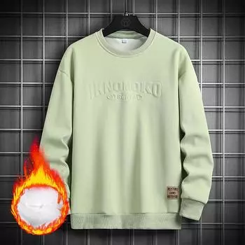 Мужские осенние и зимние свободные толстовки в корейском стиле, мужские повседневные футболки с длинными рукавами, мужские флисовые куртки, мужские топы больших размеров M