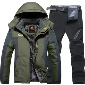 Мужские осенние и зимние уличные альпинистские костюмы. Рабочая одежда. Костюмы из хлопка большого размера. Термокуртки + термобрюки, комплект из 2 предметов. XL красный