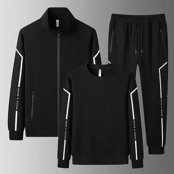 Мужские осенние комплекты курток с капюшоном с круглым вырезом + пальто-кардиган + длинные брюки, комплекты из 3 предметов, мужской спортивный костюм, спортивная одежда XL