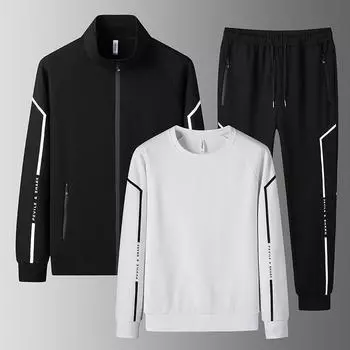 Мужские осенние комплекты курток с капюшоном с круглым вырезом + пальто-кардиган + длинные брюки, комплекты из 3 предметов, мужской спортивный костюм, спортивная одежда M