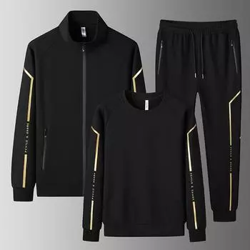 Мужские осенние комплекты курток с капюшоном с круглым вырезом + пальто-кардиган + длинные брюки, комплекты из 3 предметов, мужской спортивный костюм, спортивная одежда XL