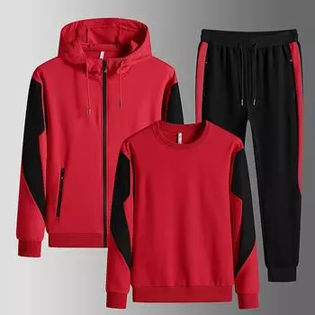 Мужские осенние комплекты толстовок с капюшоном с круглым вырезом + толстовки с капюшоном + длинные брюки, комплекты из 3 предметов, мужской спортивный костюм, спортивная одежда XL синий