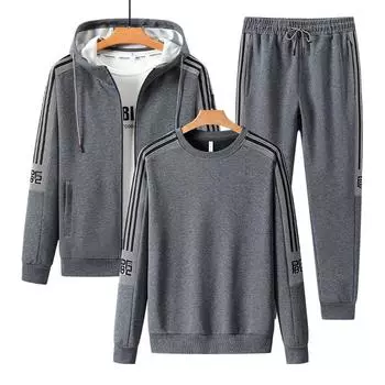 Мужские осенние комплекты толстовок с капюшоном с круглым вырезом + толстовки с капюшоном + длинные брюки, комплекты из 3 предметов, мужской спортивный костюм, спортивная одежда 6XL темно-синий