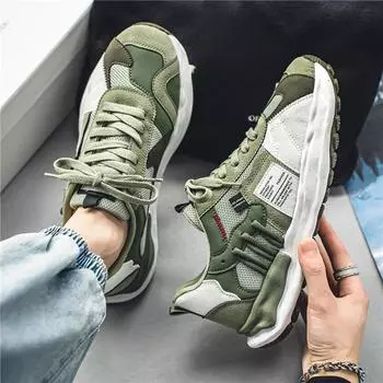 Мужские осенние новые баскетбольные кроссовки Flyknit Mesh с дышащей внутренней частью, увеличивающие рост 39 зелёный
