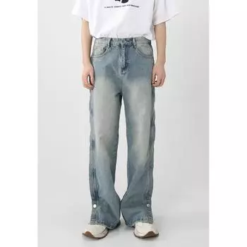 Мужские осенние новые мужские джинсовые брюки с прямым рукавом, расклешенные микро-расклешенные брюки в стиле ретро, корейские S синий