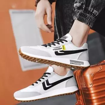 Мужские осенние новые туфли на плоской подошве со шнуровкой, легкие модные кроссовки для отдыха на открытом воздухе, сетчатые, дышащие, повседневные туфли 39 бежевый